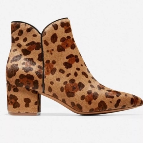 Cole Haan NWT Elyse Calf Hair Animal Print Booties Size 9 - Picture 1 of 12